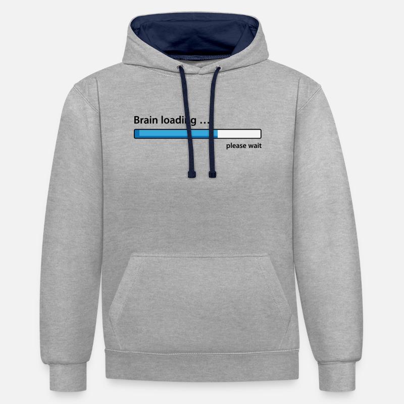 Brain loading please wait - Contrast hoodie - heather grey/navy