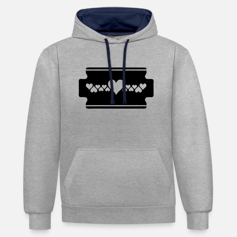 razorblade - Sweat à capuche contrasté - gris chiné/bleu marine