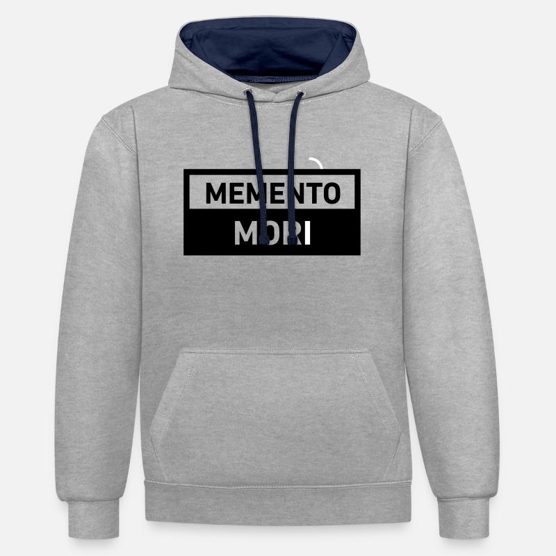 Memento Mori - Sweat à capuche contrasté - gris chiné/bleu marine
