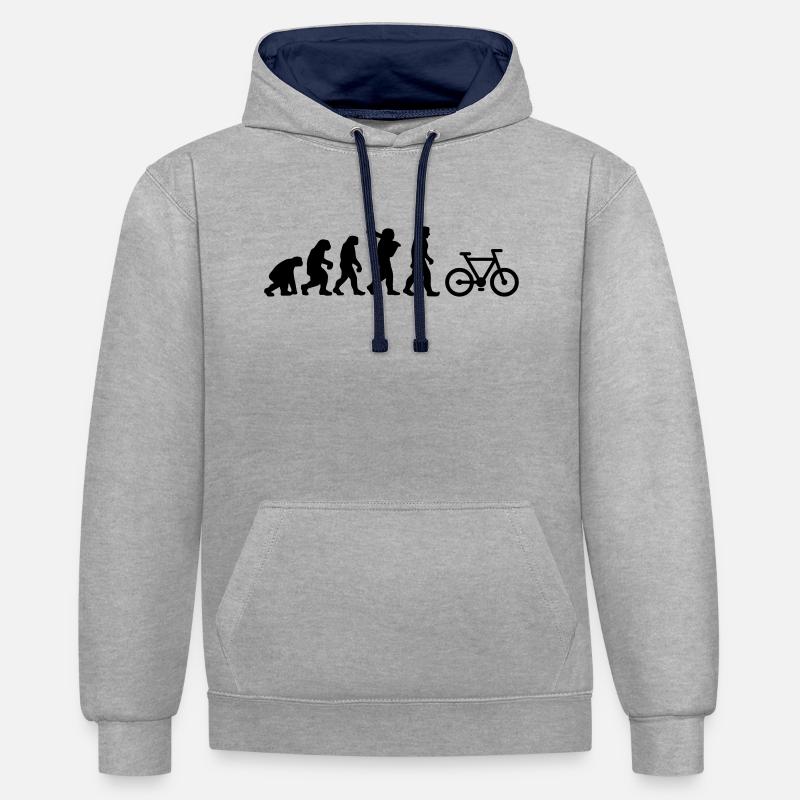 Vélo de Evolution - Sweat à capuche contrasté - gris chiné/bleu marine