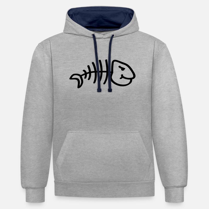 fish_comic_tk1 - Kontrast-Hoodie - Grau meliert/Navy