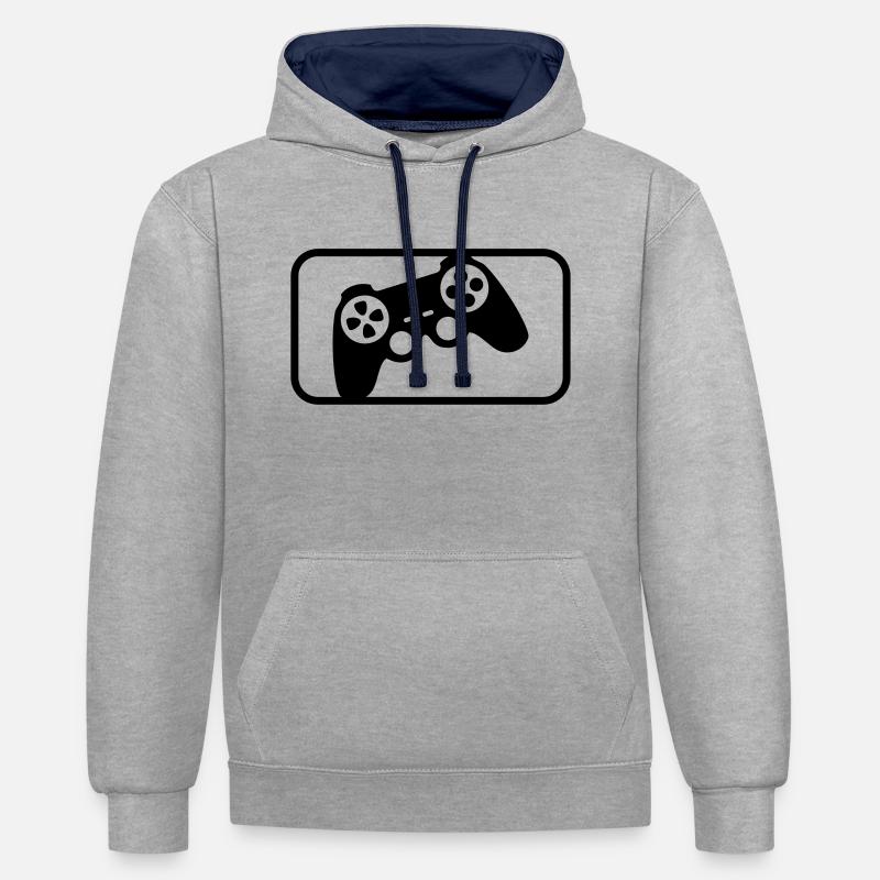 Controller Sport - Sweat à capuche contrasté - gris chiné/bleu marine