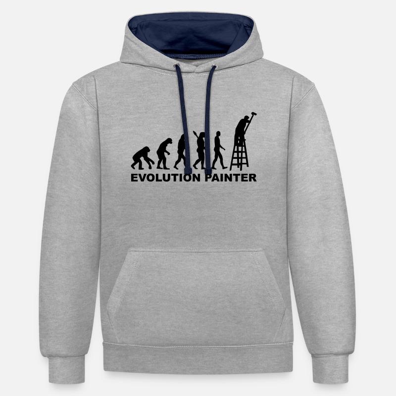 Evolution Painter - Sweat à capuche contrasté - gris chiné/bleu marine