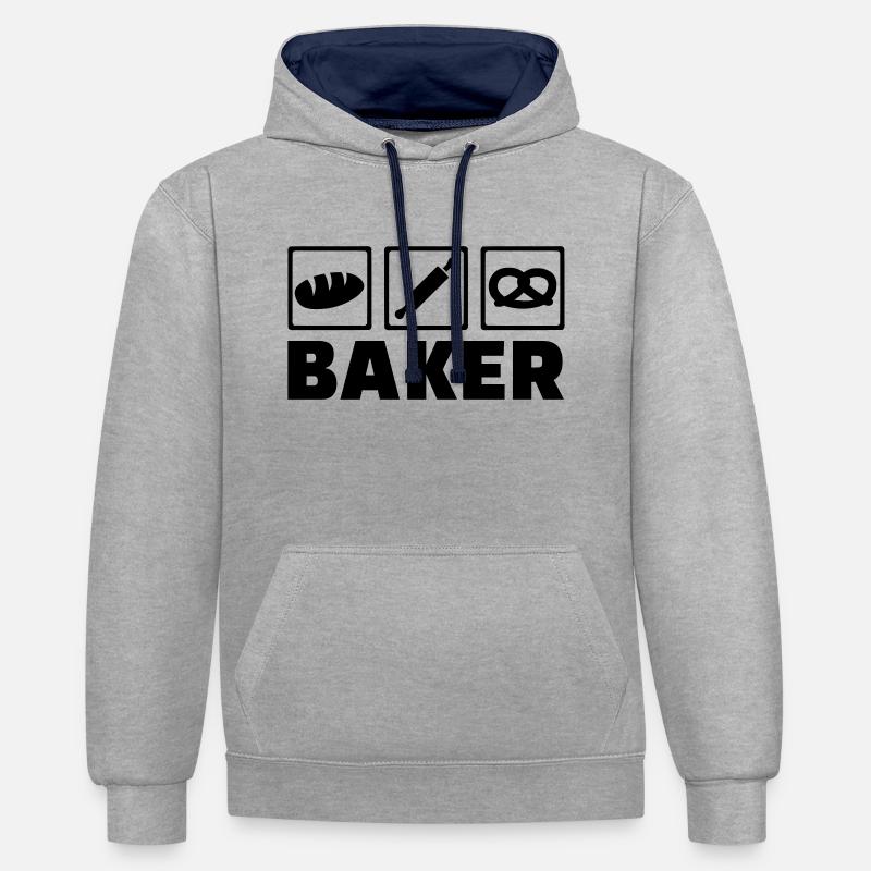Baker - Sweat à capuche contrasté - gris chiné/bleu marine