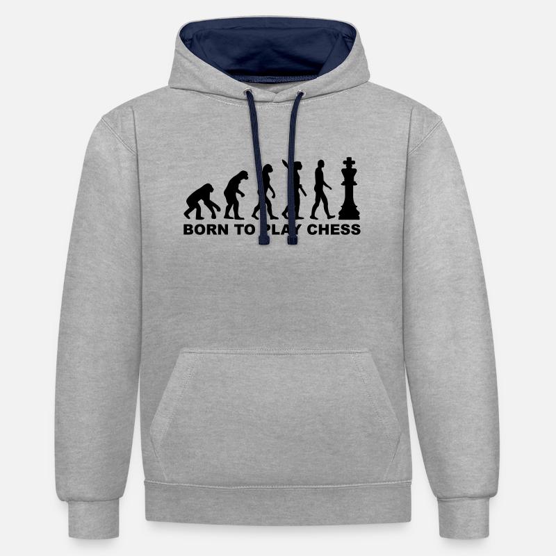 Evolution Chess - Sweat à capuche contrasté - gris chiné/bleu marine