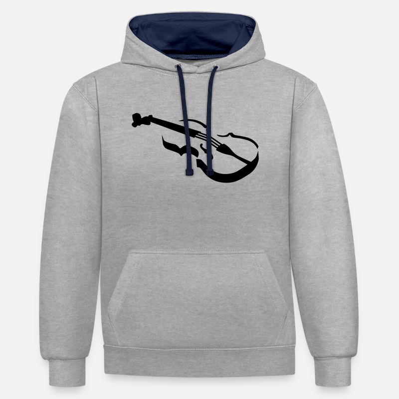 Violon - Sweat à capuche contrasté - gris chiné/bleu marine