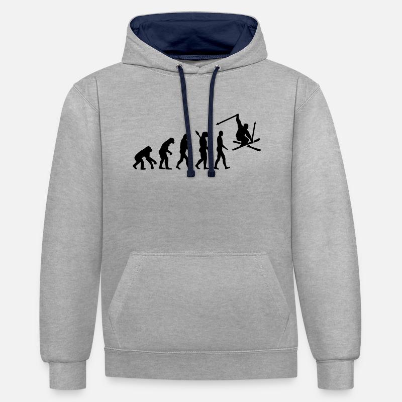 Evolution Ski - Sweat à capuche contrasté - gris chiné/bleu marine