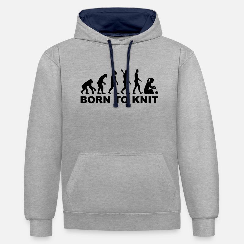 Evolution Tricoter - Sweat à capuche contrasté - gris chiné/bleu marine