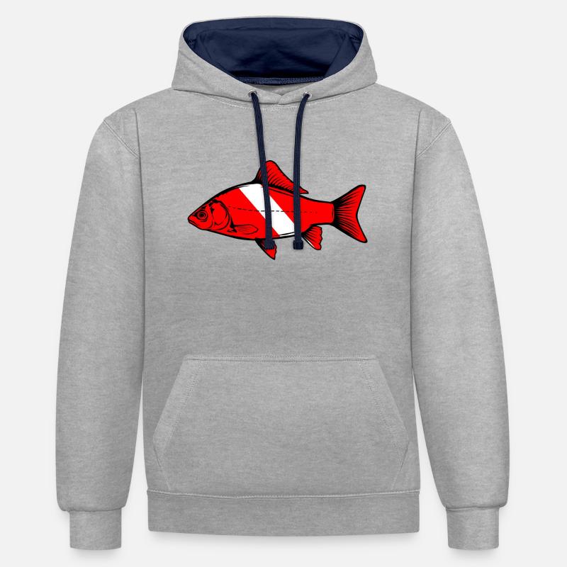 Carp par Scuba.Style - Sweat à capuche contrasté - gris chiné/bleu marine