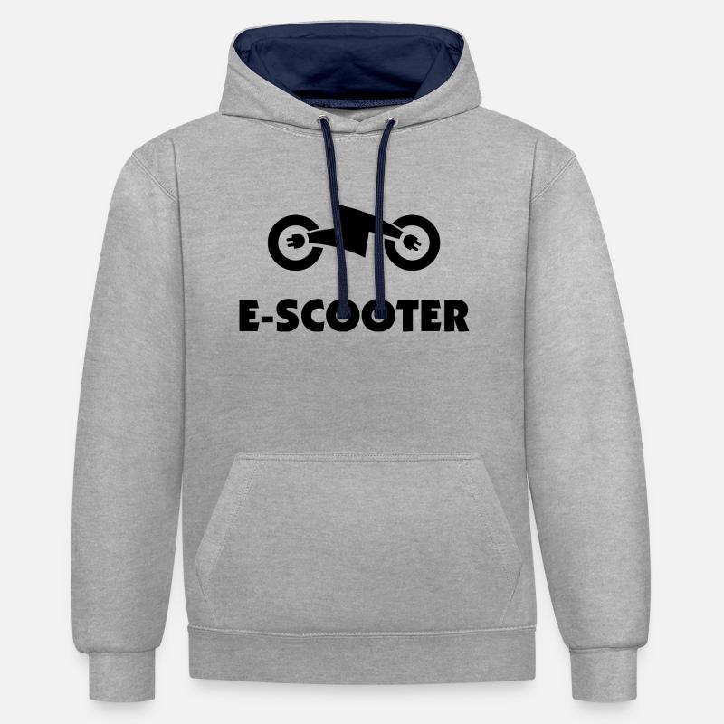 E-Scooter E-Roller Scooter - Kontrast-Hoodie - Grau meliert/Navy