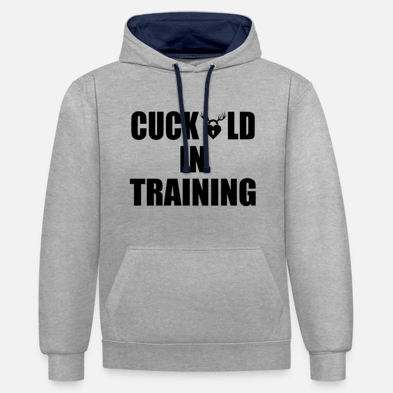 cuckold in training - Sweat à capuche contrasté - gris chiné/bleu marine
