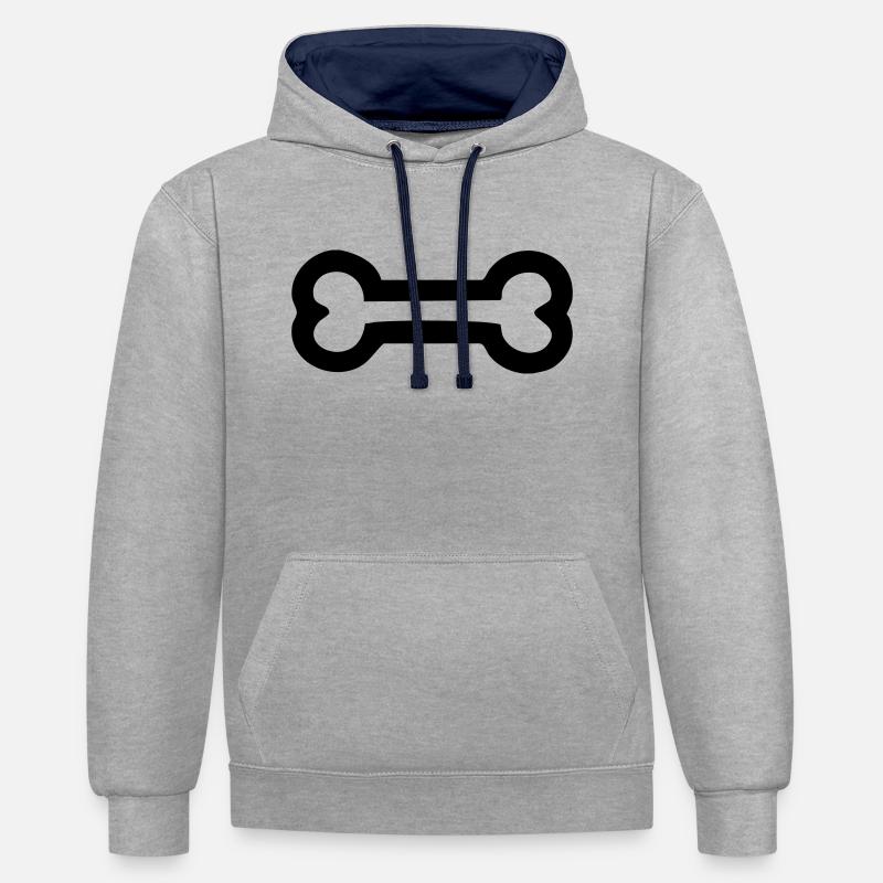 Os de chien Os Chiens - Sweat à capuche contrasté - gris chiné/bleu marine