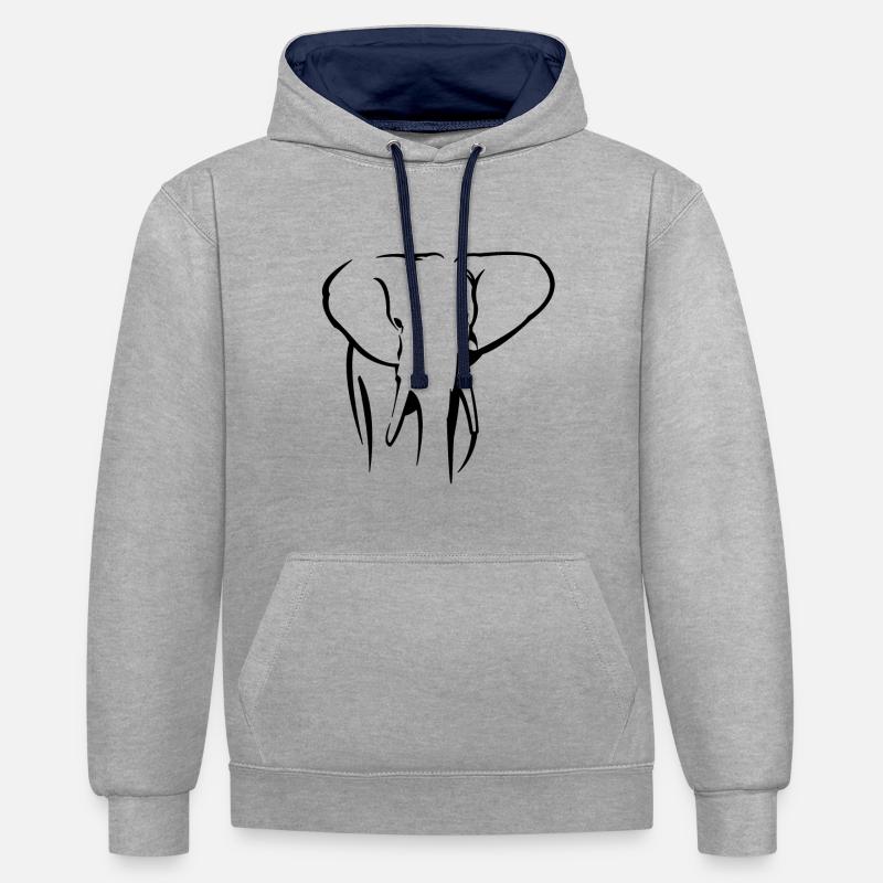 Eléphant noir - Sweat à capuche contrasté - gris chiné/bleu marine