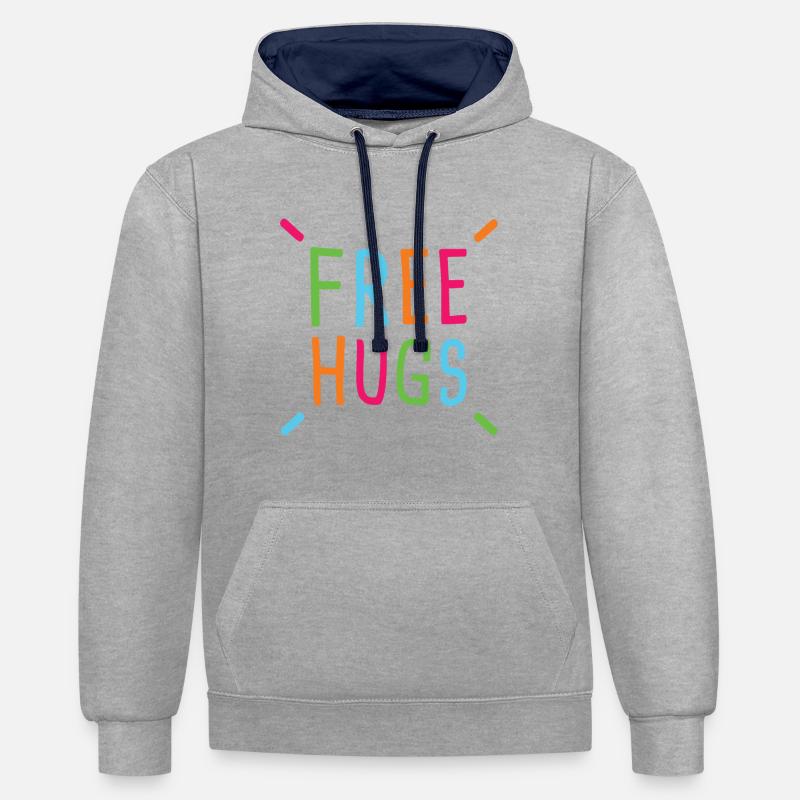 Câlins gratuits - Sweat à capuche contrasté - gris chiné/bleu marine