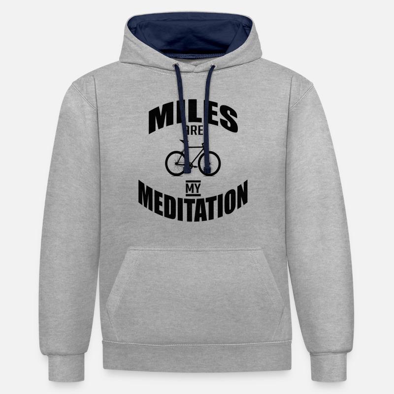 Proverbes de bicyclette disant Biking - Sweat à capuche contrasté - gris chiné/bleu marine