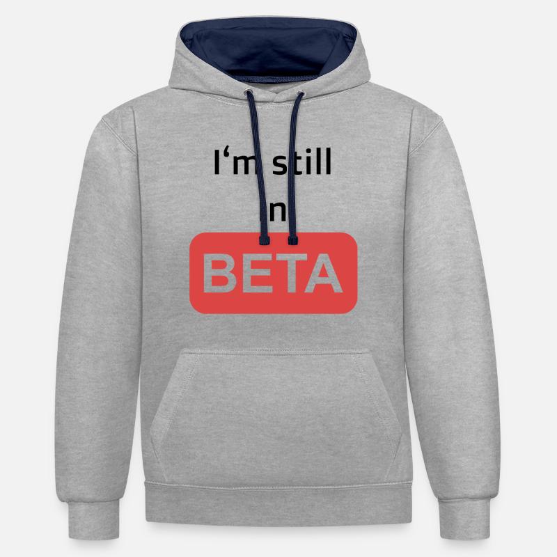 Beta - Sweat à capuche contrasté - gris chiné/bleu marine