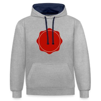 Rotes Abzeichen - Kontrast-Hoodie - Grau meliert/Navy - Vorne - Liana (172cm) & Jaron (178cm)