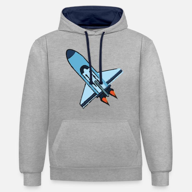 fusée - Sweat à capuche contrasté - gris chiné/bleu marine