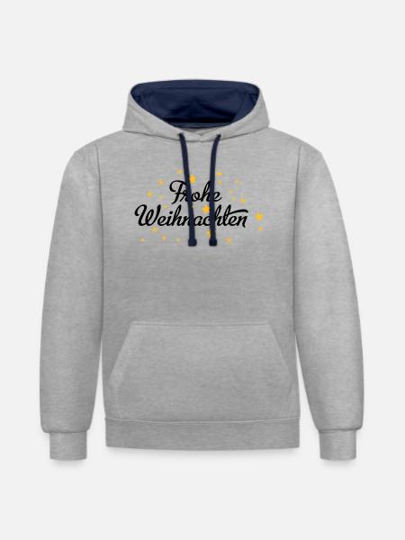 Frohe Weihnachten - Kontrast-Hoodie - Grau meliert/Navy