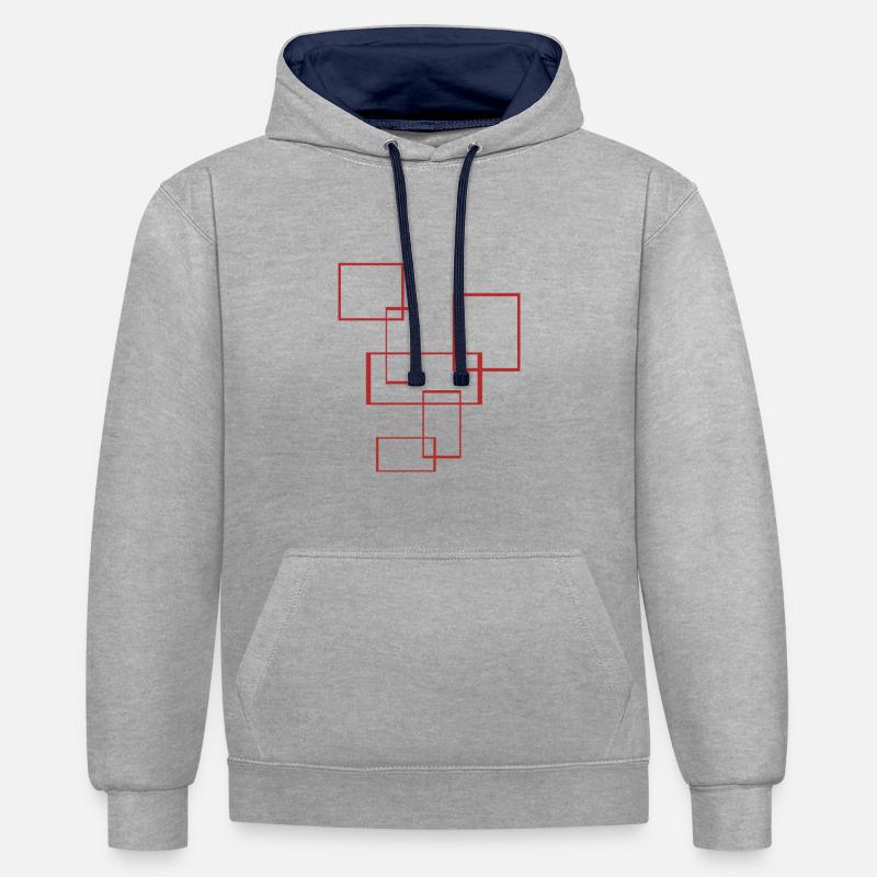 rectangles - Sweat à capuche contrasté - gris chiné/bleu marine