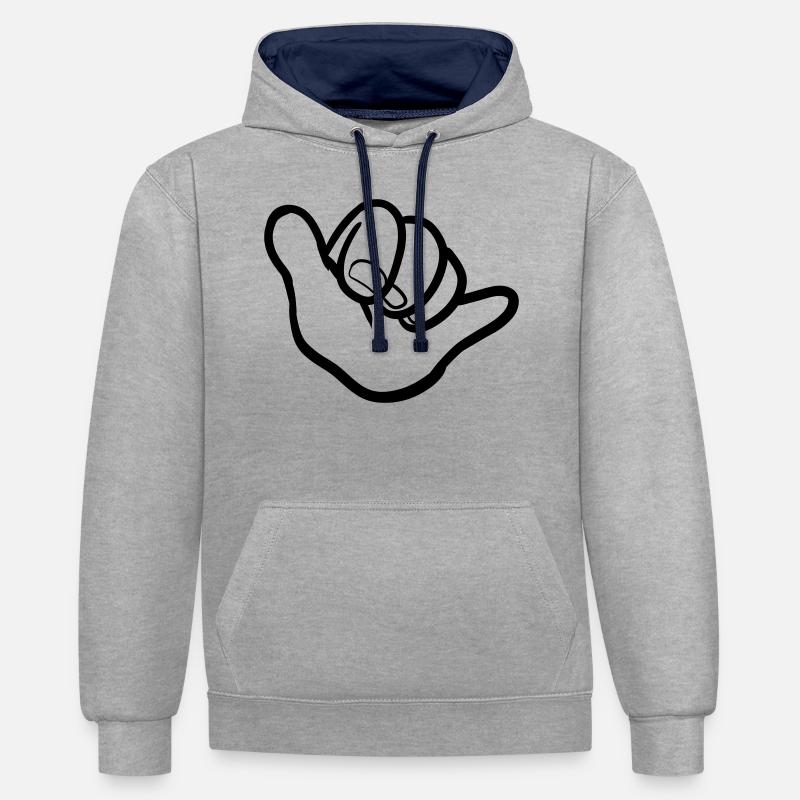 Style de surfeur - Sweat à capuche contrasté - gris chiné/bleu marine