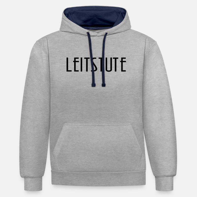 Leitstute - Sweat à capuche contrasté - gris chiné/bleu marine