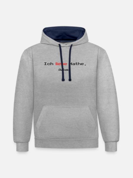 Mathe Ironie Shirt - Kontrast-Hoodie - Grau meliert/Navy