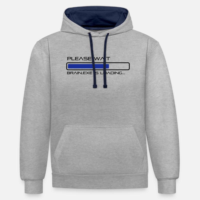spruch_brain_exe_2 - Kontrast-Hoodie - Grau meliert/Navy