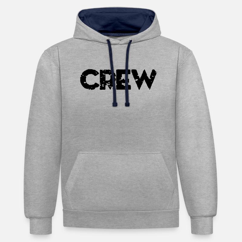 Crew - Sweat à capuche contrasté - gris chiné/bleu marine