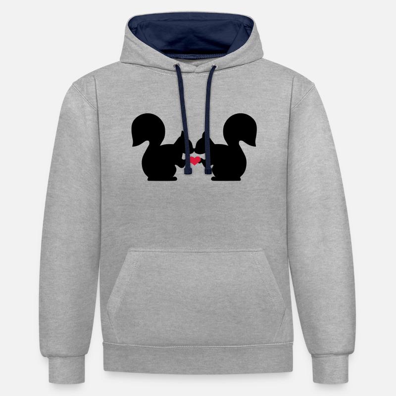Eichhörnchen - Kontrast-Hoodie - Grau meliert/Navy