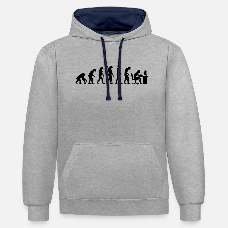 Evolution computer - Contrast hoodie - heather grey/navy