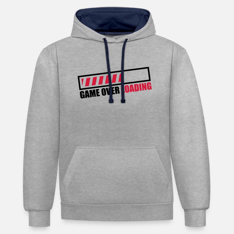 game_over_loading_c2 - Sweat à capuche contrasté - gris chiné/bleu marine