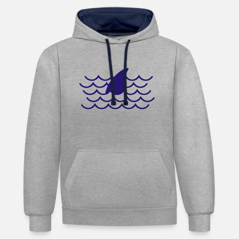 Aileron de requin - Sweat à capuche contrasté - gris chiné/bleu marine