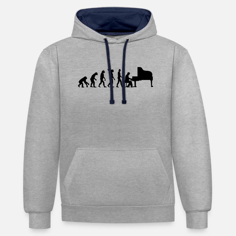 Evolution Piano - Sweat à capuche contrasté - gris chiné/bleu marine