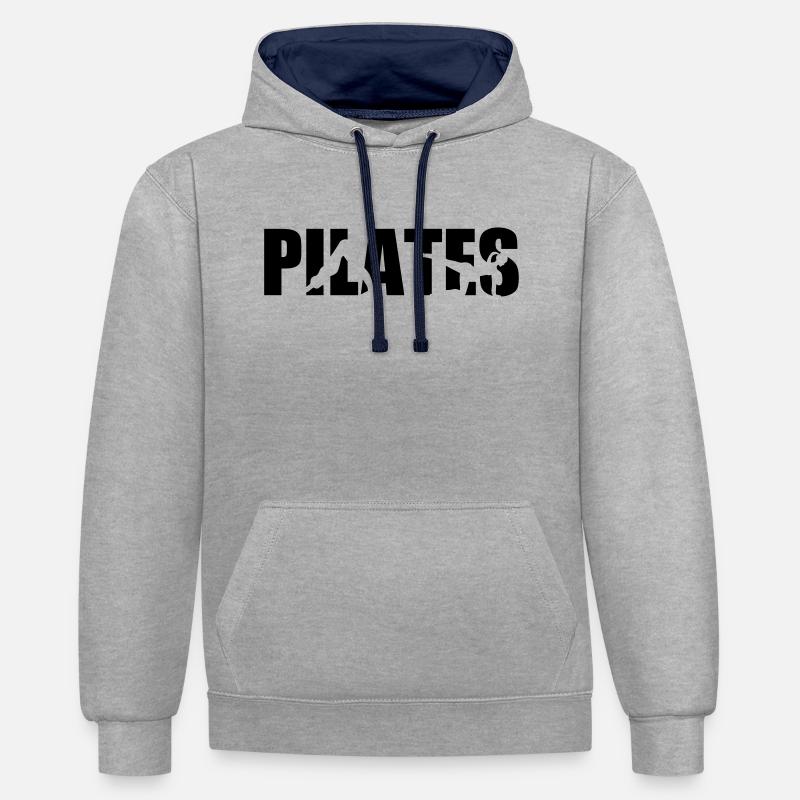 Pilates - Sweat à capuche contrasté - gris chiné/bleu marine