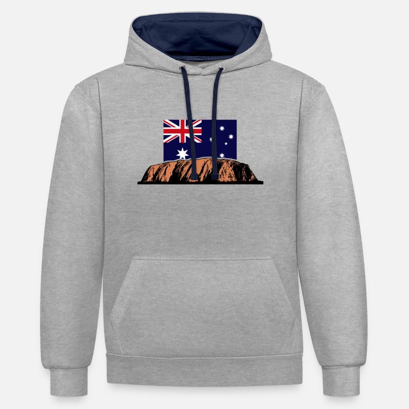 Ayers Rock - Australia Flag - Sweat à capuche contrasté - gris chiné/bleu marine