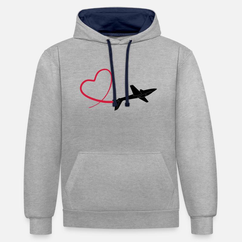 Kunstflug aerobatic Fox Geschenk - Kontrast-Hoodie - Grau meliert/Navy