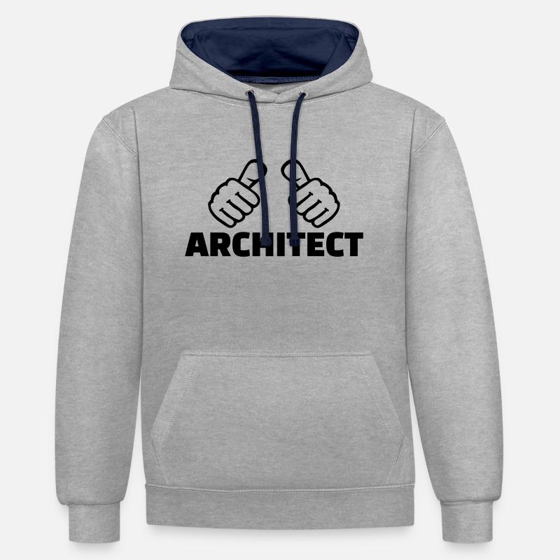 Architecte - Sweat à capuche contrasté - gris chiné/bleu marine