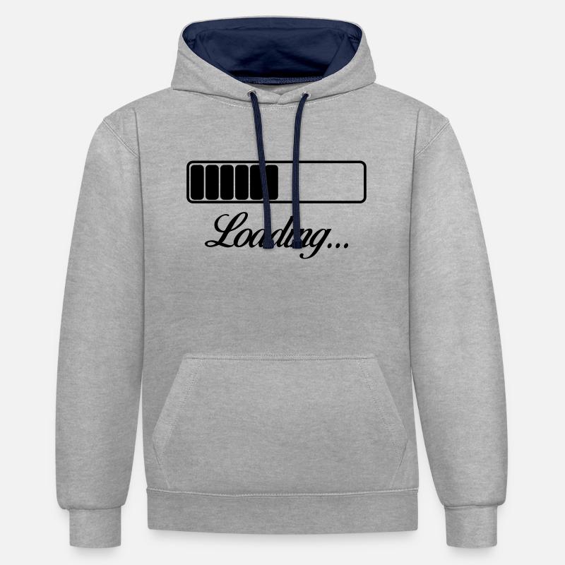 loading - Sweat à capuche contrasté - gris chiné/bleu marine