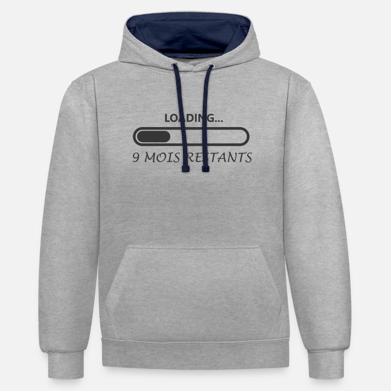 Loading grossesse - Sweat à capuche contrasté - gris chiné/bleu marine