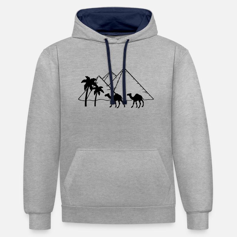 Pyramides Camel Palms - Egypte - Sweat à capuche contrasté - gris chiné/bleu marine