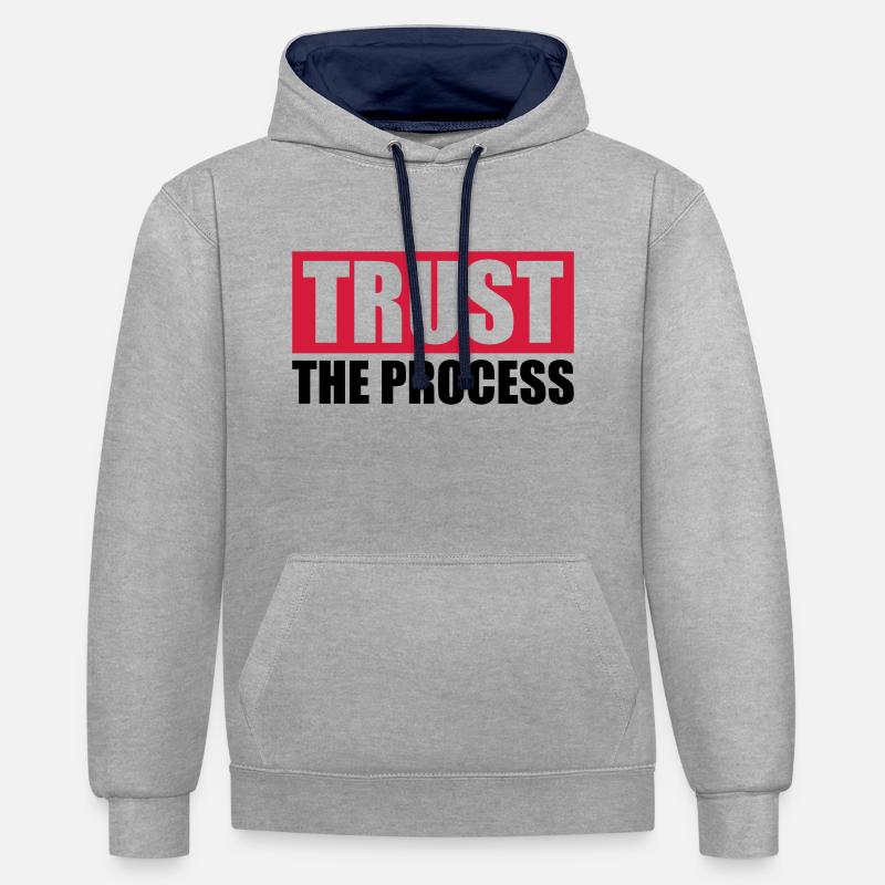 faire confiance au processus Devis - Sweat à capuche contrasté - gris chiné/bleu marine