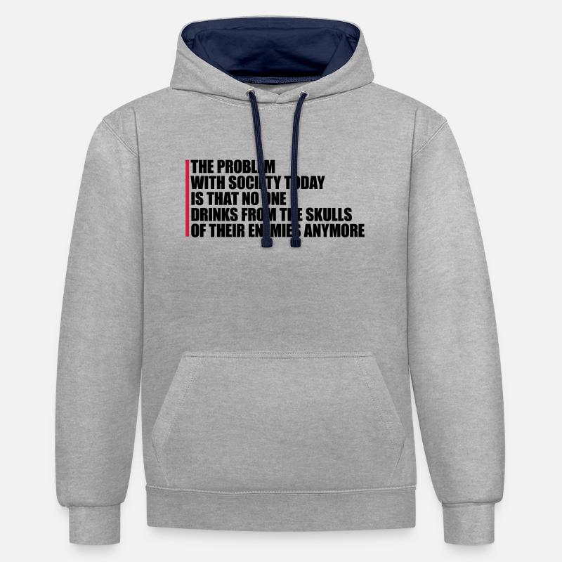 boissons de crânes ennemis - Sweat à capuche contrasté - gris chiné/bleu marine
