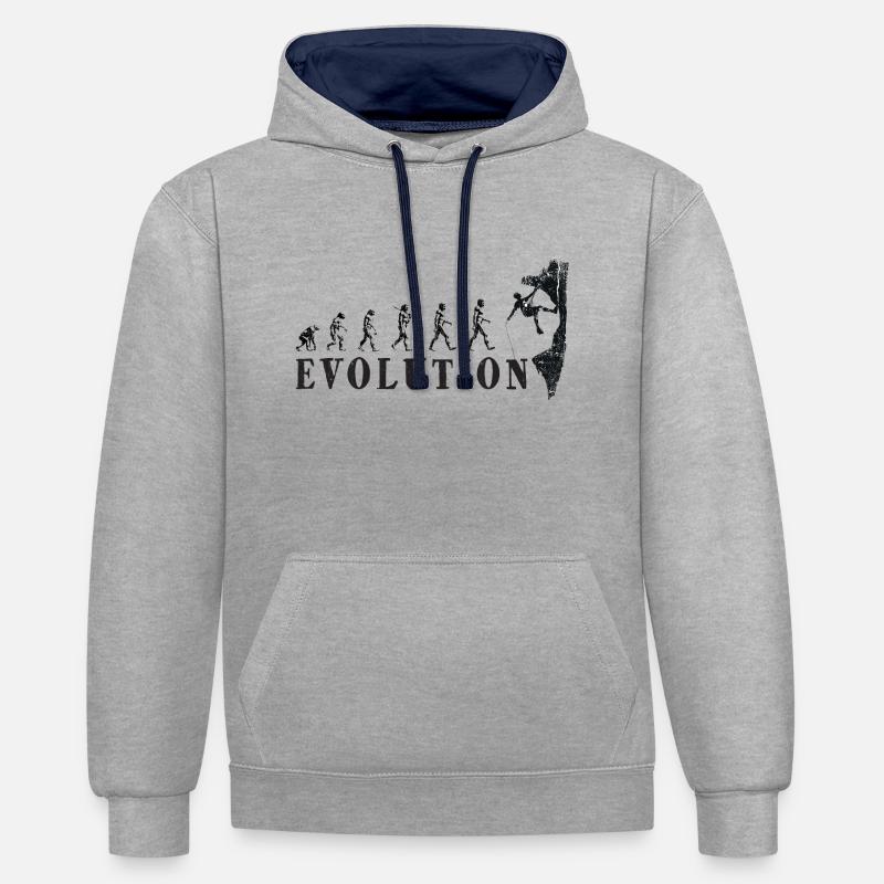 Evolution Klettern - Kontrast-Hoodie - Grau meliert/Navy
