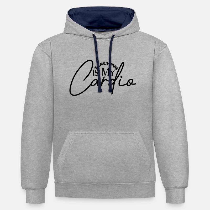 L’enseignement, c’est mon cardio - Sweat à capuche contrasté - gris chiné/bleu marine