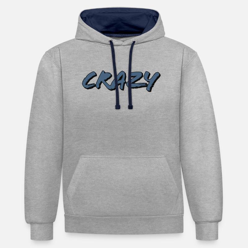Fou - Sweat à capuche contrasté - gris chiné/bleu marine