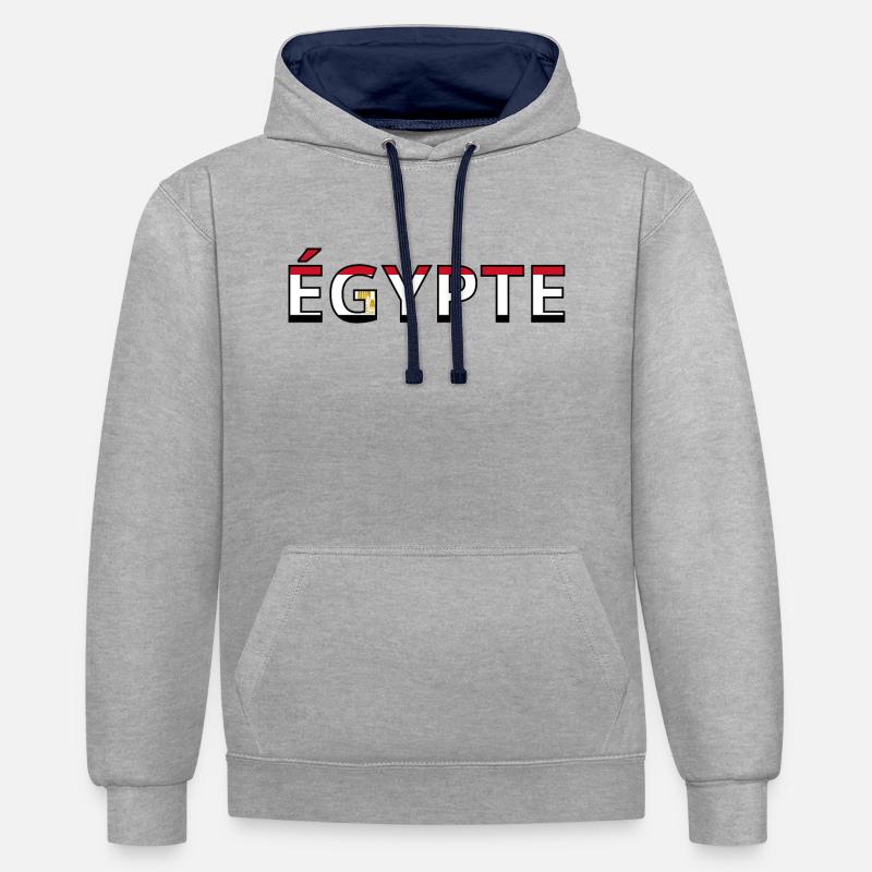 Drapeau Égypte - Sweat à capuche contrasté - gris chiné/bleu marine