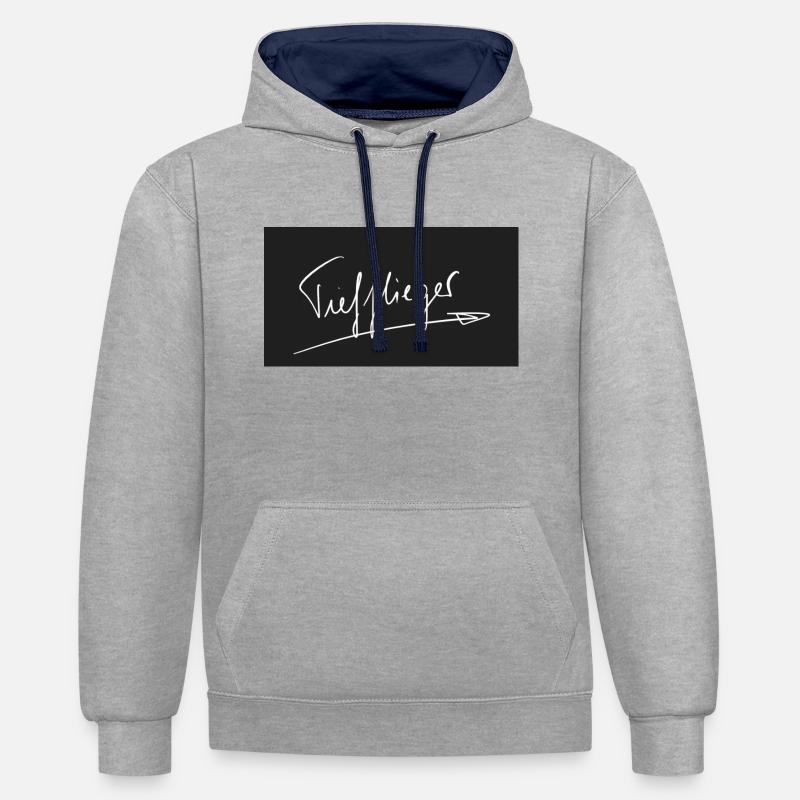 Tiefflieger - Kontrast-Hoodie - Grau meliert/Navy