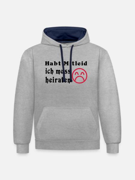 wedding - Contrast hoodie - heather grey/navy