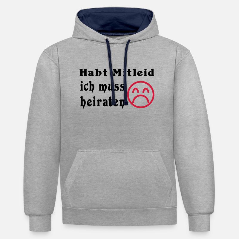 baccalauréat - Sweat à capuche contrasté - gris chiné/bleu marine